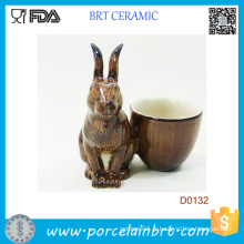 Coupe d&#39;oeuf en porcelaine décorative populaire de lapin